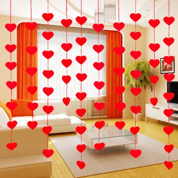 16 Сърца С Въже, Романтична Сватбена Украса Оформление на Сватбени Стая САМ Венец Творчески Любовен Завеса Сватбени Аксесоари