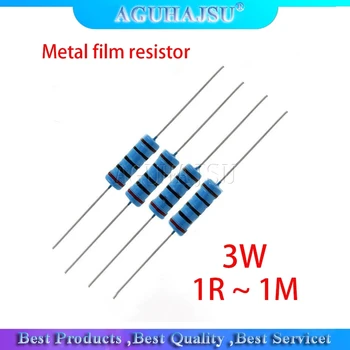 20 броя 3 W Метален филмът резистор 1% 1R ~ 1 М 1R 4,7 R 10R 22R 33R 47R 1 ДО 4,7 ДО 10 НА 100 ДО 1 НА 4,7 10 22 33 47 4K7 Ω съпротивление