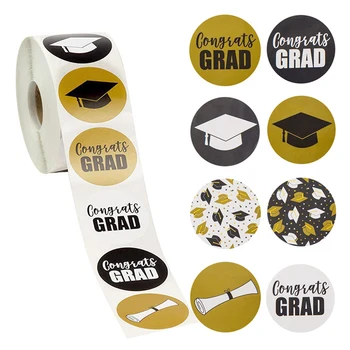 8 дизайни Кръгли изпускателни стикери абитуриентски капачки и етикети за дипломи студентски канцеларски материали етикети за завършилите