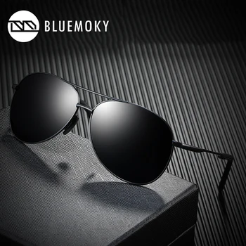 BLUEMOKY Класически Самолетни Мъжки Слънчеви Очила Polarized UV400 Защита на Метална Дограма за нюанси Пилот Шофиране Риболовни очила Слънчеви Очила