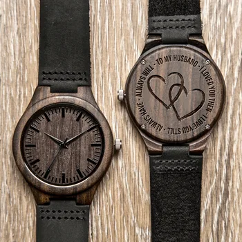 BOBOBIRD Потребителски Часовник от Абанос За Мъжа Лични Гравирано Дървени Ръчен Часовник-Добрите Подаръци за Любовника Си