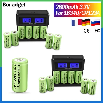 Bonadget 3,7 По 2800 mah Литиево-йонна батерия За 16340 Батерия cr123a lithium Акумулаторни Батерии CR123 за Led Фенерче Клетки, Помещение за Сигурност