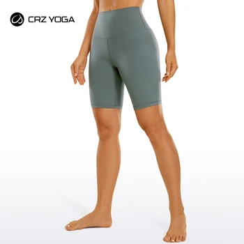 CRZ YOGA Женски Байкерские шорти Butterluxe 8 Инча - Волейболни Спортни къси панталони за йога от ликра с висока талия