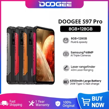 DOOGEE S97 Pro Здрав Телефон 40 м, Лазерен Далекомер 48MP Четырехкамерный Мобилен телефон Хелио G95 Восьмиядерный 8 + GB 128 GB Смартфон 8500 ма NFC