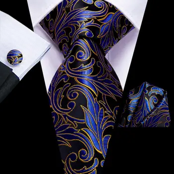 Hi-Вратовръзка В Тъмно Синьо Цвете От Коприна Сватбен Вратовръзка За Мъжете, Ръчно Родословни Обици, Подарък Вратовръзка За Мъжете И Модерен Дизайн, Бизнес Парти, Директна Доставка