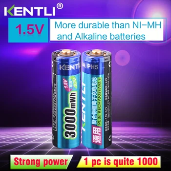 KENTLI 2 бр./много Стабилно напрежение 3000 МВтч батерии тип АА от 1,5 една акумулаторна литиево-полимерна батерия за фотоапарат и т.н.