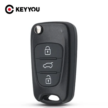 KEYYOU Новата Смяна Дистанционно Ключ опаковки За Hyundai Accent Avante I30, IX35 3 Бутона Flip Сгъваем Ключодържател Калъф За Ключове на Автомобила Е на Кутията