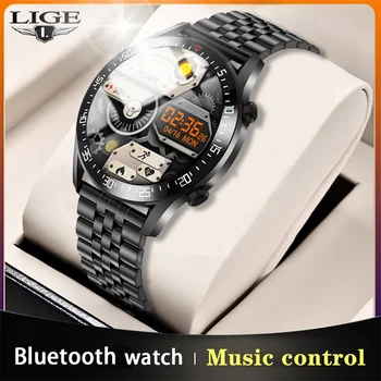 LIGE 2021 Пълен Кръг Сензорен Екран Мъжки Смарт Часовници IP68 Водоустойчив Спортни Фитнес Часовник е Модерен Bluetooth Smartwatch За Мъже