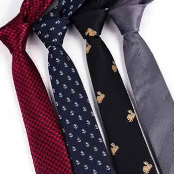 Linbaiway 6 см Вратовръзка с домашен Любимец Модел за Мъже, Тясна Вратовръзка, Сватбени Вратовръзки, Полиестер, Черна Папийонка, Аксесоари за Ризи, Логото на Поръчка