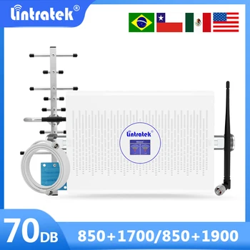 Lintratek 2 Лентов усилвател на Клетъчната мрежа 850 1700 1900 Mhz AWS 1700 БР 1900 LTE 2G, 3G, 4G Усилвател на сигнала на Мобилния Ретранслатор 70 db Америка
