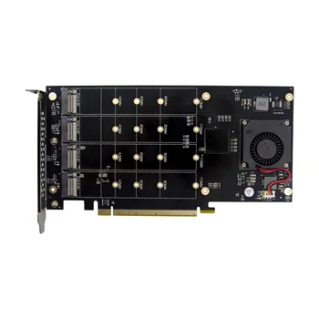 PCIe 3,0x16 PLX8747 на 4 порта M. 2 NVMe SSD Адаптер за Карта за разширяване на Quad Mkey Nvme в Pci-E Конвертор за PC 32G/бит/с win10 linux