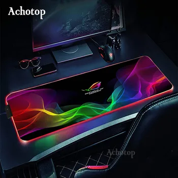 RGB Подложка за мишка с лого ASUS, RGB Геймърска Подложка за мишка, Подложка за компютърна клавиатура ROG, led Разширено Подложка за мишка С 14 Видове осветление