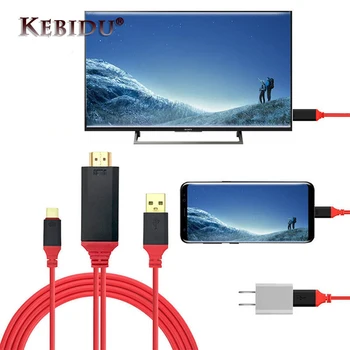 USB 3.1 Тип C ЗА HDMI-съвместим Кабел Конвертор Ultra HD 1080P, 4K Видео HDTV кабел за зареждане, Кабел За Samsung Galaxy S9/S8/Забележка 9