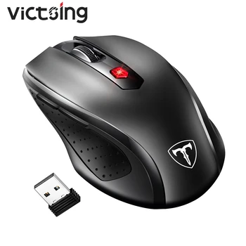 VicTsing MM057 2.4 G Безжична Мишка с 6 Бутон на Компютърна Мишка, Ергономична Удобна Дръжка Мишка с USB Приемник, Лаптоп, PC Win
