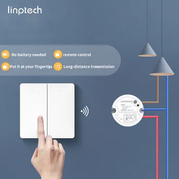 Безжичен комутатор Linptech с самостоятелен захранването, Без кабели, без батерия, Не се Изисква Wi-Fi с приемник за дистанционно управление Водоустойчив ip67