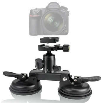 Двойна Вакуумно Издънка на Тежкотоварни Притежателя на Камерата Скоба за Canon, Nikon, Sony DSLR Камера на Предното Стъкло на Колата Стрелба на Покрива