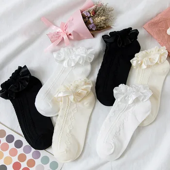 Добър подарък, Дамски Дантелени Чорапи В Японски стил, Памучни Къси Чорапи В стил Лолита