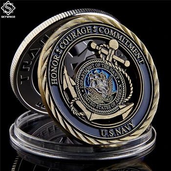 Емблема на ВОЕННОМОРСКИТЕ сили на САЩ Основните ценности на Стара Куха Медна Монета, Медал за храброст Монети за отдаденост