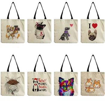 Кучетата - нашите приятели, дамски чанти-тоут с Анимационни Любимци Принтом, Адаптивни Чанта за Съхранение на Подаръци За учители, дамски чанти-купувач на рамото