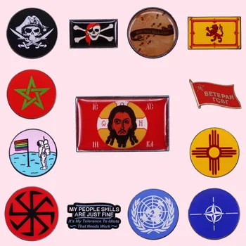 Най-Доброто Качество В Света На Организацията На Обединените Нации Мароко Съветския Съюз Мексико Шотландия Национален Флаг На Емайла Икона На Жени Потребителски Брошки На Едро
