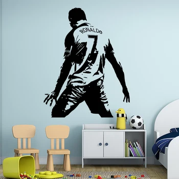 Нов дизайн на CR7 Стикер на Стената Vinyl DIY начало декор на Кристиано Роналдо Фигурка футболна звезда Етикети футболен спортист за детска стая