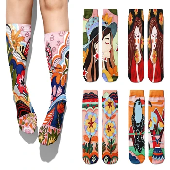 Нови Дизайнерски дамски Дълги Чорапи в Стил хип-хоп, Модерни Чорапи със Средна Дължина, Удобни Меки Чорапи За Парти На Хелоуин, Унисекс