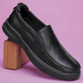 Новост 2022 г.; мъжки модел обувки от естествена кожа Удобни лоферы подметка за мързелив шофиране; дишаща дизайнерски обувки с дебела подметка