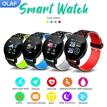 Олаф 119 Плюс Умни Часовници с Bluetooth За IOS и Android За Мъже, Жени, Фитнес Тракер Спортен Гривна на Сърдечния Ритъм Уреди За Измерване на Кръвното Налягане Smartwatch