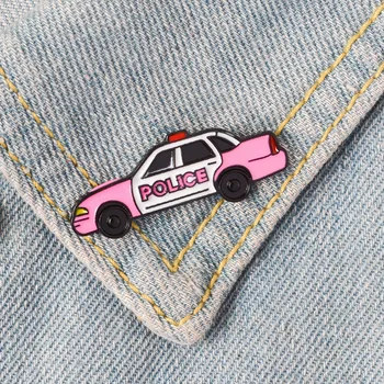 Розова Полицейска кола Емайл на Жени На Поръчка Брошки за Кола Риза Раница Отличителни Игли Метална Икона на Бижута, Подаръци за Колеги на Едро