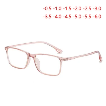Свръхлеки TR90 Студентски Очила за късогледство, Женски, Мъжки, Литературни Квадратни Очила за късогледство по рецепта от 0 -0,5 -1,0 До -6,0
