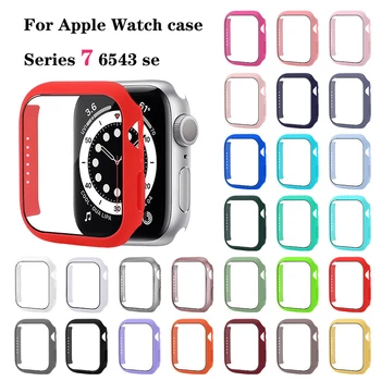 Стъкло + Калъф За Apple Watch case 45 мм 41 мм 42 мм 38 мм 44 мм 40 мм iWatch 3 5 6 SE Защитно фолио за дисплея на Apple watch серия 7 Аксесоари