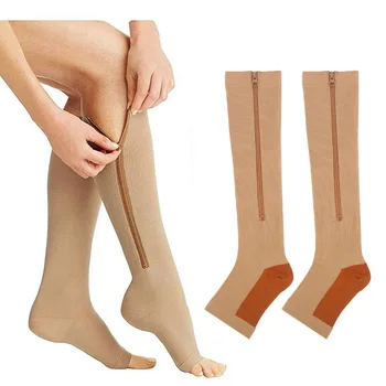 Тичат колоездене чорапи налягане спортове чорапи с цип щамповането чорапи налягане вени ластични чорапи Чорапи щамповането с цип